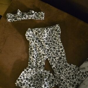 Baby Essentials Black and White Floral Outfit